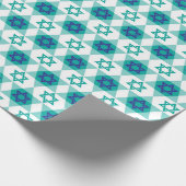 Blauw-groene ster van David Pattern Cadeaupapier (Hoek)