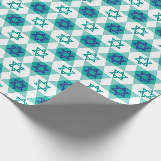 Blauw-groene ster van David Pattern Cadeaupapier (Hoek)