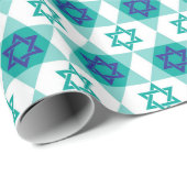 Blauw-groene ster van David Pattern Cadeaupapier (Rol Hoek)