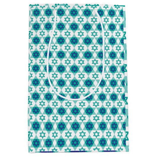 Blauw-groene ster van David Pattern Medium Cadeauzakje (Voorkant)