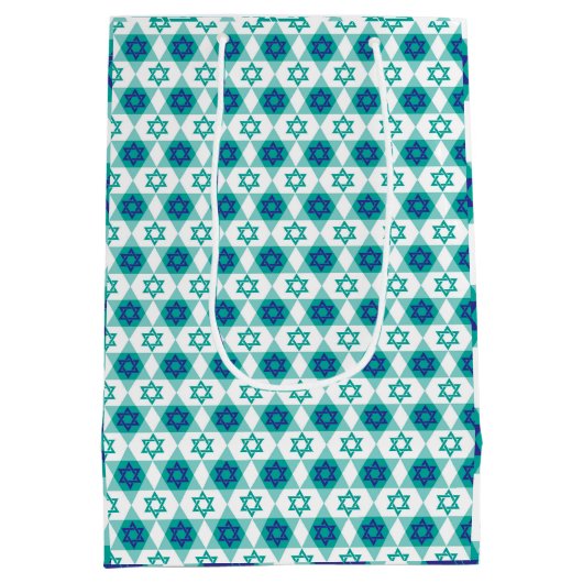 Blauw-groene ster van David Pattern Medium Cadeauzakje (Achterkant)