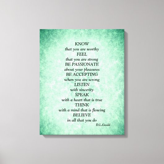 Blauw Groene sterren inspirerend gedichtenkunst Canvas Afdruk (Voorkant)