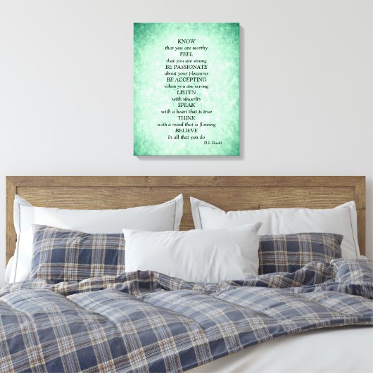 Blauw Groene sterren inspirerend gedichtenkunst Canvas Afdruk (Insitu (Slaapkamer))