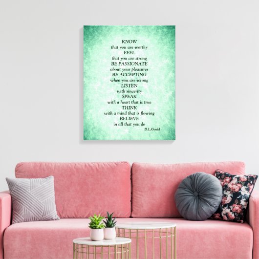 Blauw Groene sterren inspirerend gedichtenkunst Canvas Afdruk (Insitu (Woonkamer))