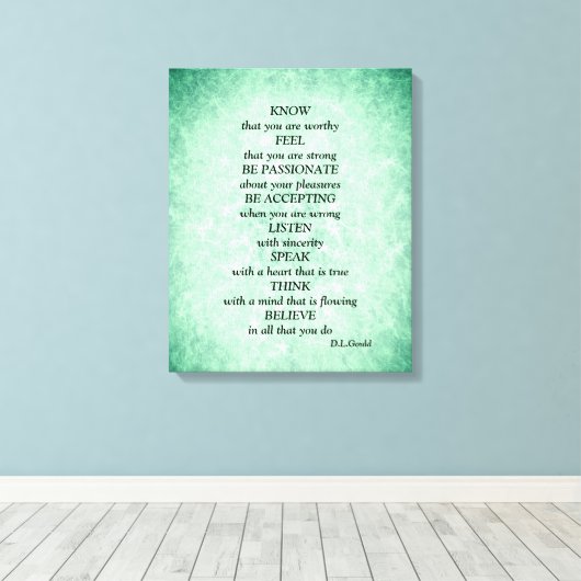 Blauw Groene sterren inspirerend gedichtenkunst Canvas Afdruk (Insitu (Houten vloer))