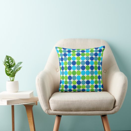 Blauw Groene Stip Designer Kussen (Stoel)