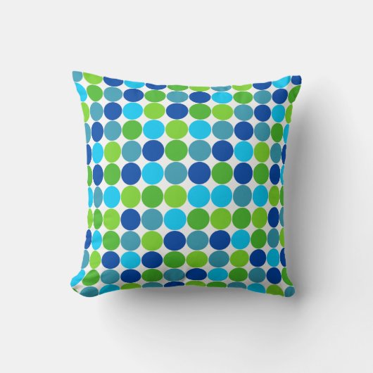 Blauw Groene Stippen Designer Kussen (Voorkant)