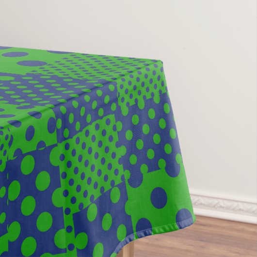 Blauw Groene Stippen Patchwork Tafelkleed (Voorbeeld)