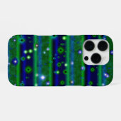Blauw Groene Strepen met Sterren en Regendruppels iPhone Hoesje (Achterkant horizontaal)
