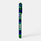Blauw Groene Strepen met Sterren en Regendruppels iPhone Hoesje (Rechterkant)