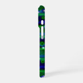 Blauw Groene Strepen met Sterren en Regendruppels iPhone Hoesje (Linkerkant)