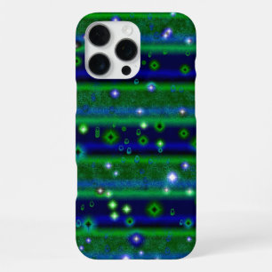 Blauw Groene Strepen met Sterren en Regendruppels iPhone 16 Pro Max Hoesje