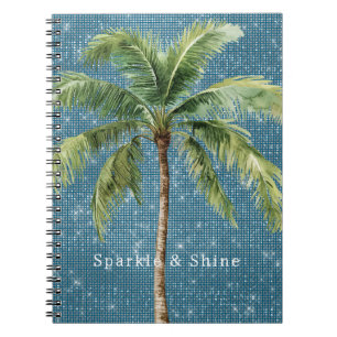 Blauw Groene Tropische Palmboom Glans Notitieboek