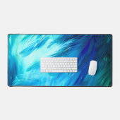 Blauw Groene Veer Abstract Bureaumat (Keyboard & Muis)
