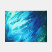 Blauw Groene Veer Abstract Deurmat (Voorkant)