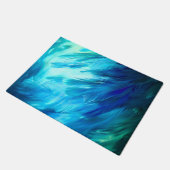 Blauw Groene Veer Abstract Deurmat (Schuin)