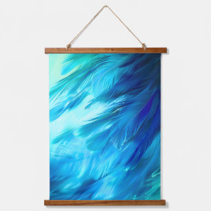 Blauw Groene Veer Abstract Hangend Wandkleed