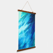 Blauw Groene Veer Abstract Hangend Wandkleed (Gebogen)