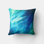 Blauw Groene Veer Abstract Kussen (Achterkant)