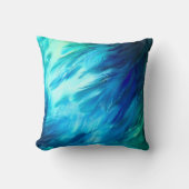 Blauw Groene Veer Abstract Kussen (Voorkant)