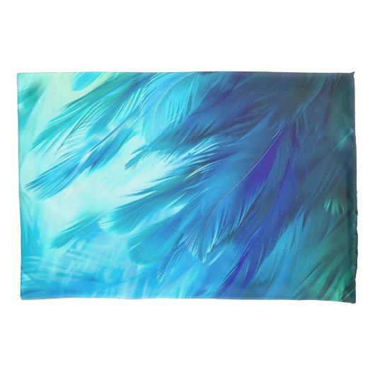 Blauw Groene Veer Abstract Kussensloop (Voorkant)
