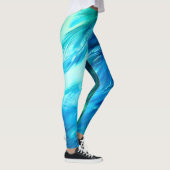 Blauw Groene Veer Abstract Leggings (Rechts)