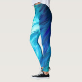 Blauw Groene Veer Abstract Leggings (Links)