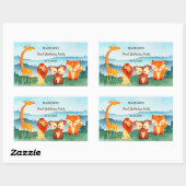 Blauw Groene Verjaardag Woodland Dieren Rechthoekige Sticker (Vel)