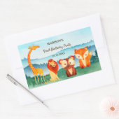 Blauw Groene Verjaardag Woodland Dieren Rechthoekige Sticker (Envelop)