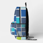 Blauw-groene vierkanten geruit bedrukte rugzak (Rechts)