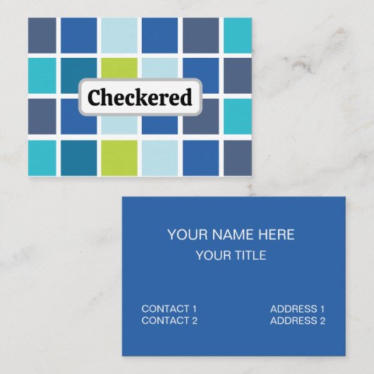 Blauw-groene vierkanten geruit visitekaartje (Voorkant / Achterkant)