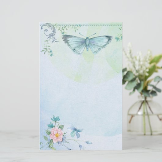 Blauw-groene vlinder  Briefpapier (Staand voorkant)
