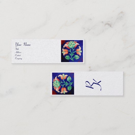 BLAUW GROENE VLOEISTOF, Roze aanjager, wit Pearl Mini Visitekaartje (Voorkant / Achterkant)