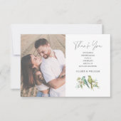 Blauw Groene Vogels Bloemige Watercolor Trouw Bedankkaart (Voorkant)