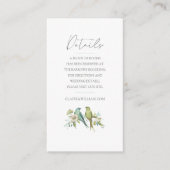 Blauw Groene Vogels Botanische Waterverf Bruiloft Informatiekaartje (Voorkant)
