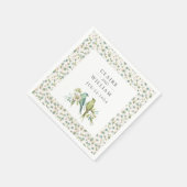 Blauw Groene Vogels Botanische Waterverf Bruiloft Servet (Hoek)