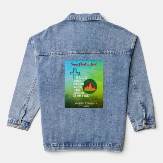 Blauw & Groene Waarheid zal Denim Jasje staan Denim Jacket (Achterkant)