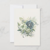 Blauw Groene waterverf bloemen Bewaar de datum Save The Date (Achterkant)