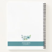 Blauw/Groene Waterverf Bloemen Gepersonaliseerd Notitieboek (Achterkant)