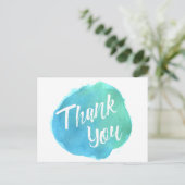 Blauw groene Waterverf Dank u Briefkaarten (Staand voorkant)