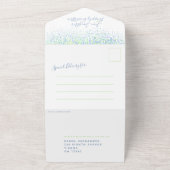 Blauw groene waterverf douchen verlate bruiloft al all in one uitnodiging (Buitenkant)