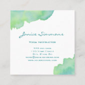 Blauw groene Waterverf Uiteinde vierkant Visitekaa Vierkante Visitekaartje (Achterkant)