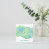 Blauw groene Waterverf Uiteinde vierkant Visitekaa Vierkante Visitekaartje (Staand voorkant)