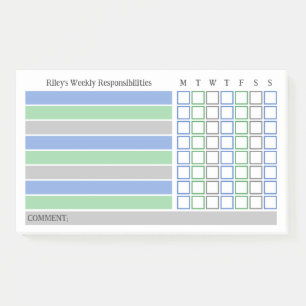 Blauw Groene Wekelijkse Verantwoordelijkheden Huis Post-it® Notes