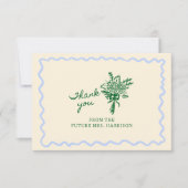 Blauw Groene Whimsical Handgeschreven Bedankkaart (Voorkant)