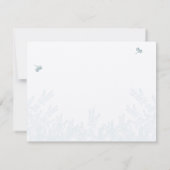 Blauw Groene Wilde Bloem Bij Bruiloft RSVP Bedankkaart (Achterkant)