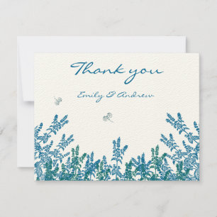 Blauw Groene Wilde Bloem Bij Huwelijk RSVP Bedankkaart