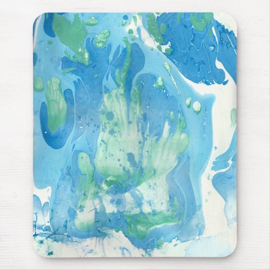 Blauw groene witte marmer ziet er modern Abstract Muismat (Voorkant)