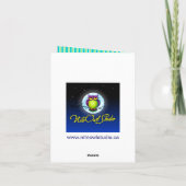 Blauw Groene Witte Streep Damast Bedankkaart (Achterkant)