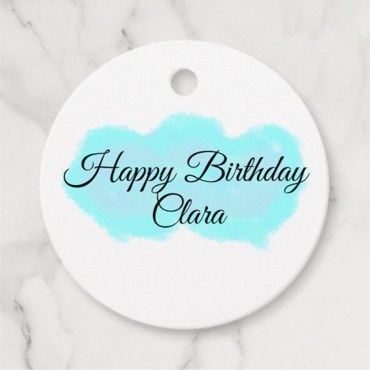 Blauw groene wolken pastel Happy Birthday Modern k Bedankjes Labels (Voorkant)